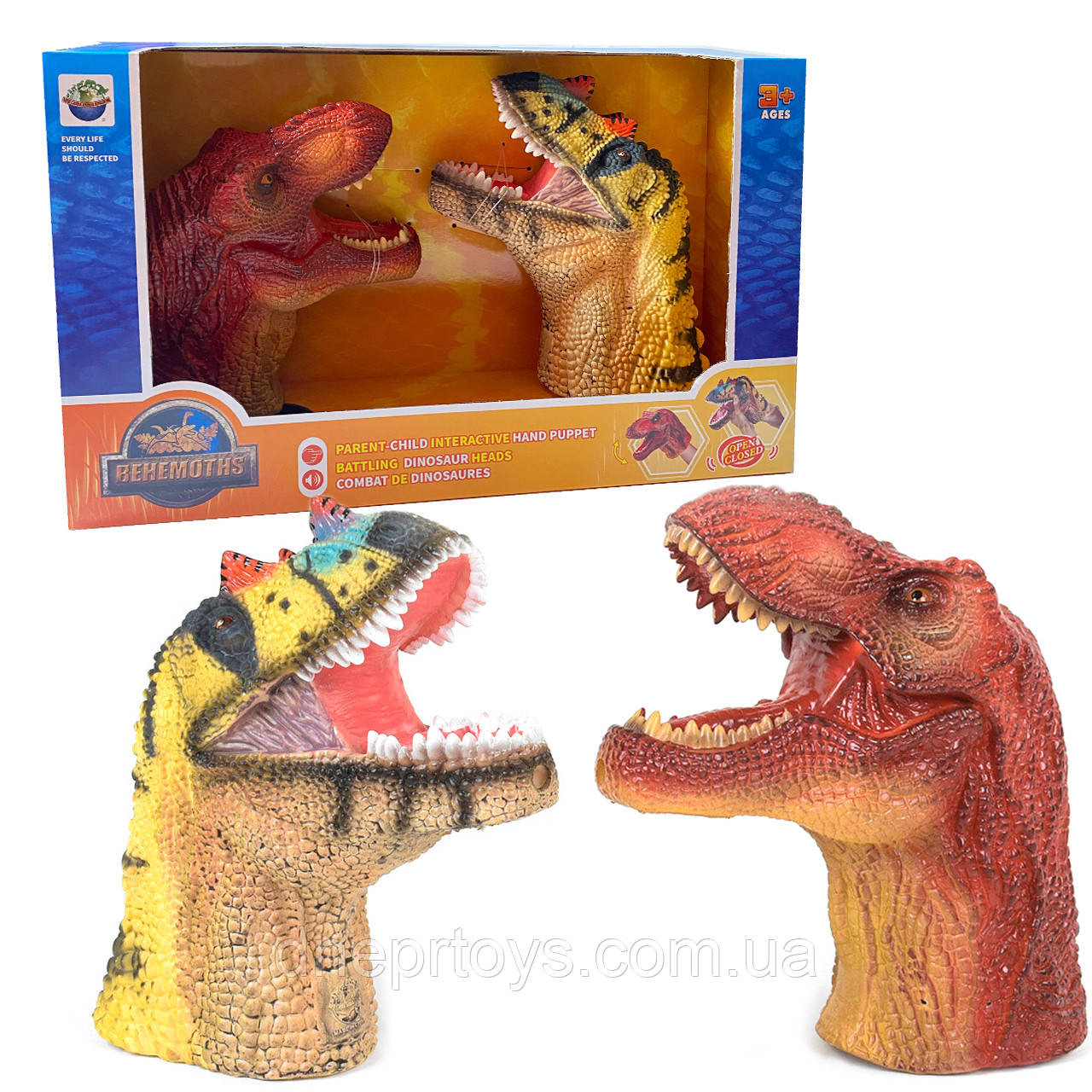 Голова Динозавра на батерейках, 2 голови зі звуком, в коробці (X 303 A ), фото 1