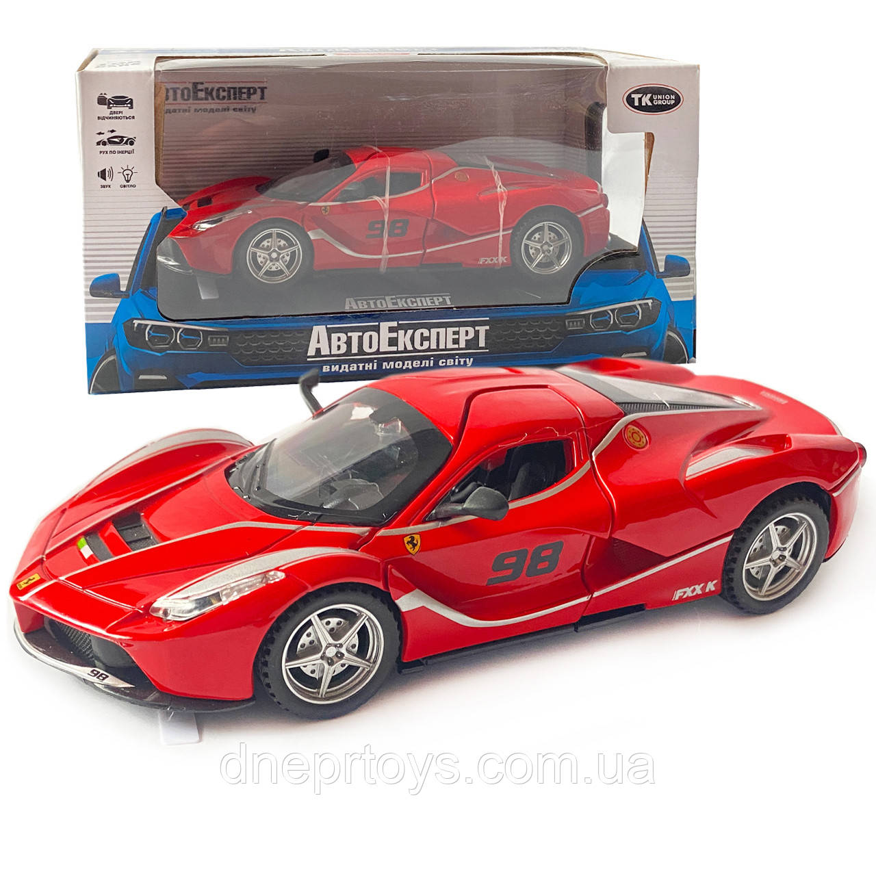 Машинка дитяча АвтоЕксперт металопластик, червона, LaFerrari світло, звук, іннерція, відчин. двері, баг., капот 15*6*4см (23603), фото 1