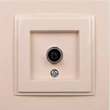 ТБ розетка прохідна з екраном із заземленням крем 85x85 мм