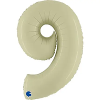 Фольгированный большой воздушный шар Grabo цифра 9 Оливковая сатин, 40" 102 см