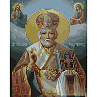 Картина за номерами ікона Святий Миколай з лаком та рівнем розміром 40х50 см (SY6651) melmil