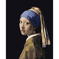 Картина за номерами Дівчина з перловою сережкою з лаком та рівнем розміром 40х50 см (SY6635) melmil