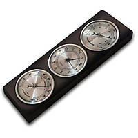 Настінний годинник з термометром і гігрометром URANN 90 мм Сріблястий