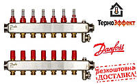 Коллектор теплого пола с расходомерами Danfoss SSM 1" х 6 отводов нерж. 088U0756