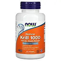 NOW Foods Крилевый жир Neptune Krill 1000 двойная эффективность 1000 мг 60 мягких желатиновых капсул