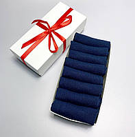 Набір жіночих коротких бавовняних шкарпеток на 8 пар 36-40 р сині в подарунковому пакованні зі стрічкою подарунок