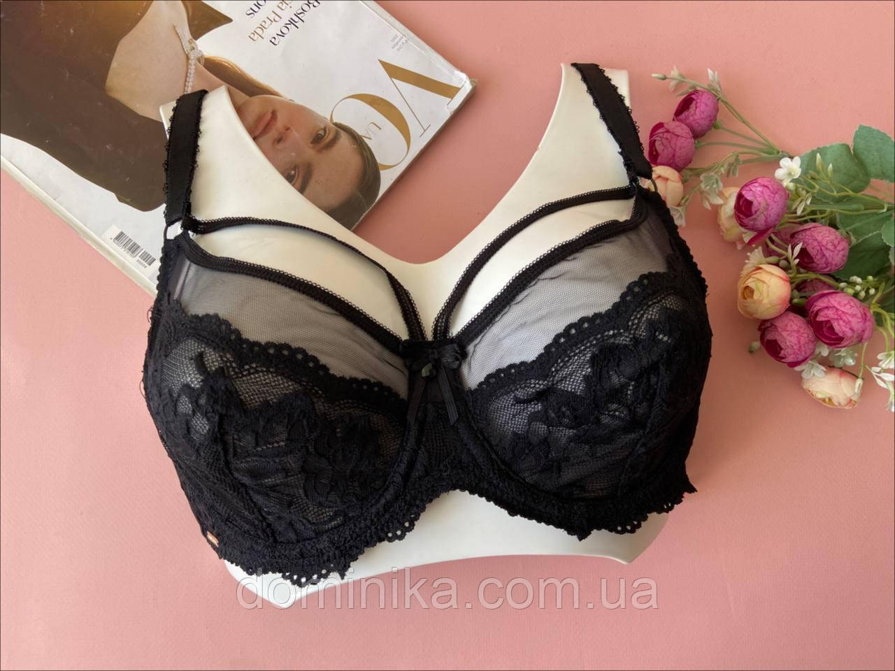 75/80/85D Чорний прозорий бюстгальтер Д