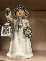 Новогодая фигурка статуэтка детки Девочка с фонариком из керамики 45-50 см "Lv"