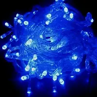 Новогодняя голубая светодиодная гирлянда нить 100 LED 10 метров декоративная на батарейках "Lv"