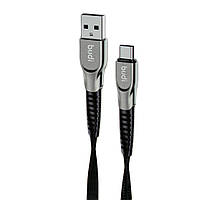 M8J213T - Budi Type-C to USB Braided Cable 3A, PD 1m Black