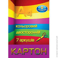 Набір кольорового двохстороннього картону 7 аркушів А4 Тетрада