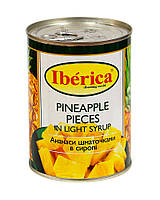 Ананас консервований шматочками в сиропі Iberica Pineapple Pieces in Light Syrup, 565 г (8436024298918)