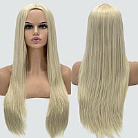 Длинный эффектный парик без челки из термоволос 160 , немецкая основа, цвет красивый блондин