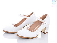 Белые свадебные матовые туфли средний каблук ремешок размер 38 39 37