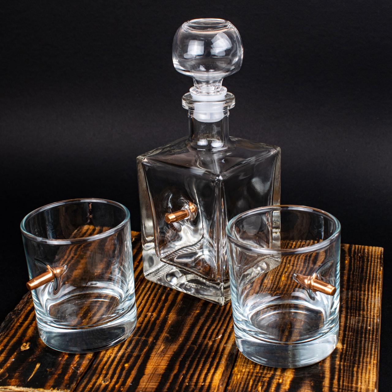 Набір "Два друга" графін та 2 склянки з кулею по 250 мл. Куля в келиху для віскі., фото 1