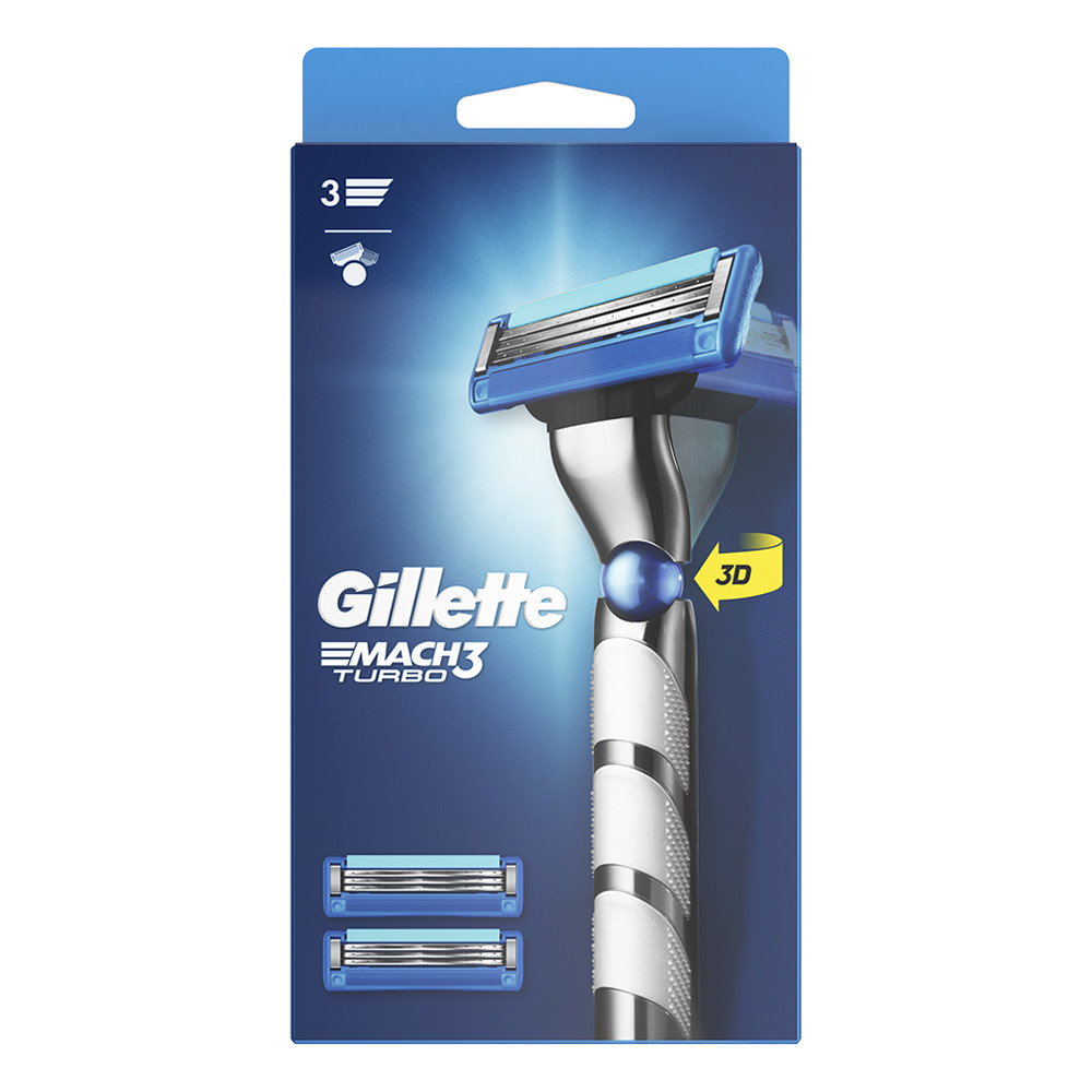 Станок з 3 змінними картриджами Gillette Mach3 Turbo (7702018578634)
