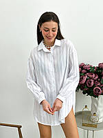 Летняя рубашка из батиста , цвет белый , размер 42-44