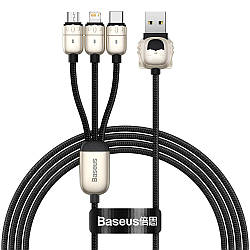 USB кабель 3в1 Micro USB / Lightning / Type-C BASEUS Year of the Tiger One-for-three (1.2m, 3.5A). Black