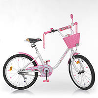 Двухколесный детский велосипед 20 дюймов багажник и звонком с катафотами Profi Ballerina Y2085-1K Белый