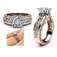 Роскошное женское кольцо из металла с розового золота и серебра, размер 17