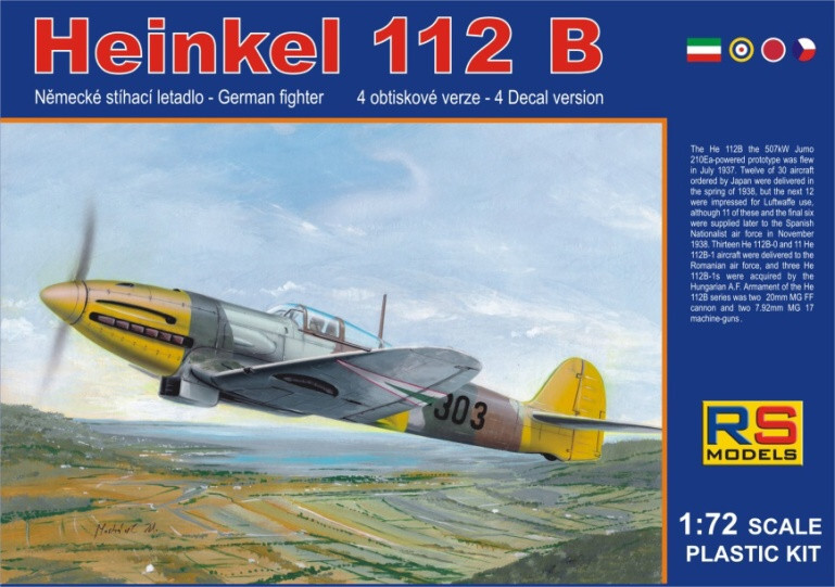 Пластикова модель 1/72 RS models 92062 німецький винищувач Heinkel-112 ВВС Угорщини, фото 1