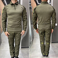 Тактический боевой костюм Combat (убакс + штаны) Олива (L - XXL) коттон (хлопок) Военная форма ЗСУ мужская MAR