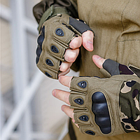 Перчатки тактические без пальцев (камуфляж) (M - XL) Защитные ЗСУ для самообороны штурмовые для стрельбы MAR