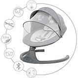 Крісло-гойдалка дитяча Kidwell 2в1 LUXI DARK MELANGE Колиска-гойдалка Bluetooth з пультом, фото 4