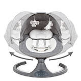 Крісло-гойдалка дитяча Kidwell 2в1 LUXI DARK MELANGE Колиска-гойдалка Bluetooth з пультом, фото 5