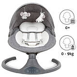 Крісло-гойдалка дитяча Kidwell 2в1 LUXI DARK MELANGE Колиска-гойдалка Bluetooth з пультом, фото 7