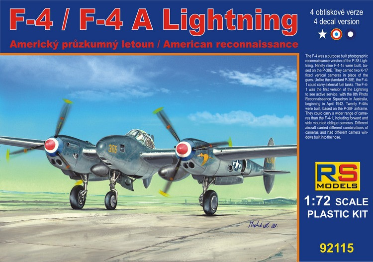 Пластикова модель 1/72 RS models 92115 американський винищувач F-4 /F-4A Lightning