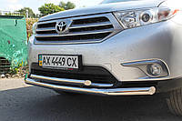 Защита на бампер Труба двойная D60/42 из нержавейки на Toyota Highlander 2010-2013