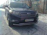 Защита на бампер Труба одинарная D60 из нержавейки на Toyota Highlander 2010-2013