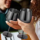 Набір чорних келихів для вина 530 мл трубочки кубики для охолодження з нержавіючої сталі REMY-DECOR на 2 особи, фото 5