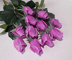 Штучна троянда, бузькова, фіолетова світла, силікон/латекс. 45см. -45/40 грн/шт