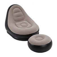 Надувне крісло з пуфом Air Sofa Comfort Надувне велюрове крісло з пуфиком (116х98х83 см і 62х62х31см) (3_01814)