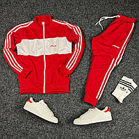Мужской спортивный костюм Adidas весенний осенний комплект адидас кофта на молнии + штаны красный