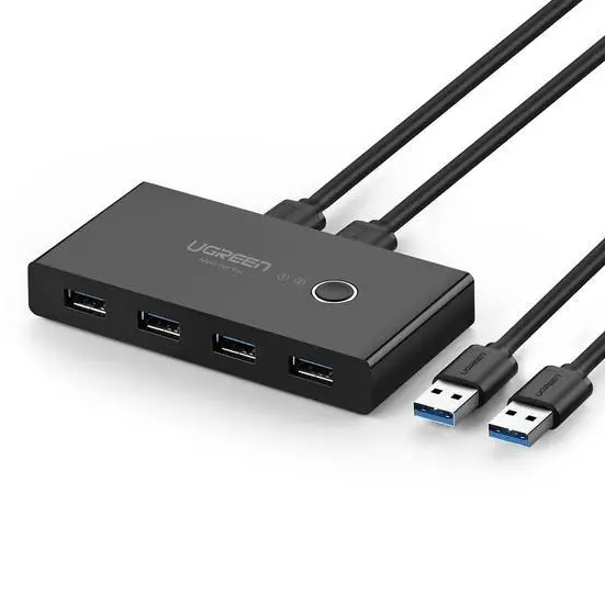 Комутатор Ugreen 2 In 4 Out USB 3.0 Switch Box 1.5 М Black (30768), фото 1