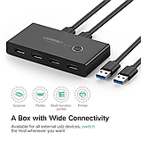 Комутатор Ugreen 2 In 4 Out USB 3.0 Switch Box 1.5 М Black (30768), фото 2