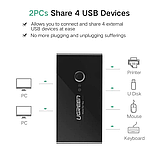 Комутатор Ugreen 2 In 4 Out USB 3.0 Switch Box 1.5 М Black (30768), фото 3
