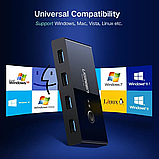 Комутатор Ugreen 2 In 4 Out USB 3.0 Switch Box 1.5 М Black (30768), фото 6