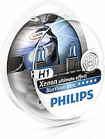 Лампа автомобільна галогенна PHILIPS  BlueVision Ultra H1 2 шт + W5W 2 шт (360622)