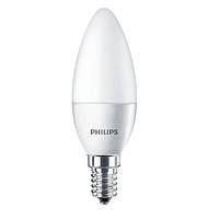 Лед лампа Philips Essential, цоколь E14 C37, 4W 4000K нейтральний білий