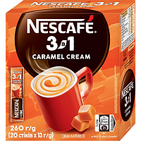 Кавовий напій NESCAFE 3-в-1 Caramel Cream зі смаком карамелі розчинний у стиках 20 шт х 13 грам