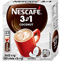 Кавовий напій NESCAFE 3-в-1 Coconut зі смаком кокосу розчинний у стиках 20 шт х 13 грам