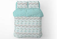 Постільна білизна Home Line. Бязь Хвілі-клітинка бірюзова-Полуторний