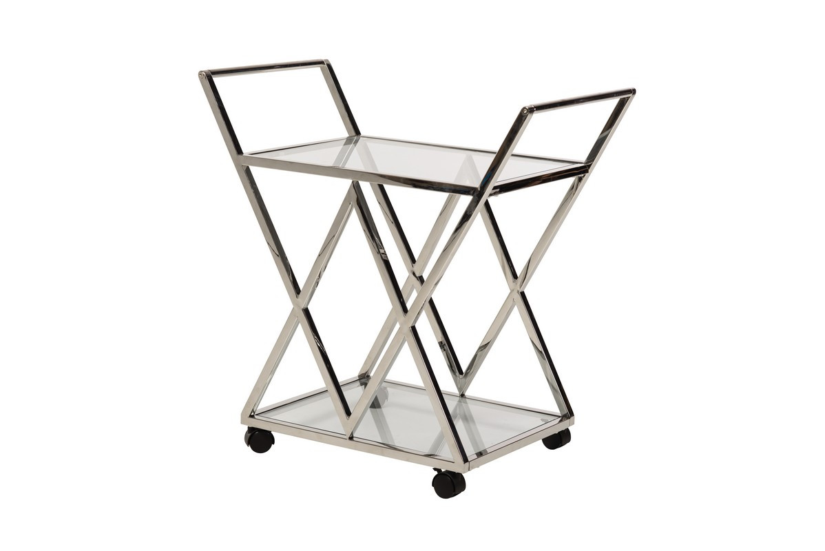 Сервірувальний стіл на металічній хромованій основі K-01 Vetro  прозорий + срібло