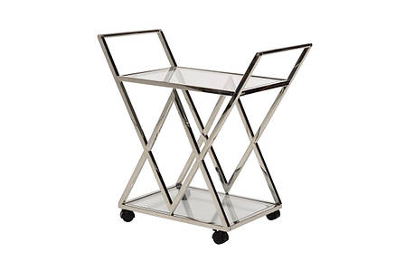 Сервірувальний стіл на металічній хромованій основі K-01 Vetro  прозорий + срібло, фото 2
