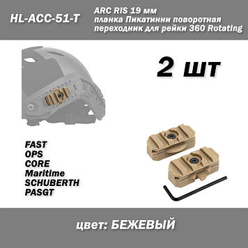ARC RIS HL-ACC-51-T 19 мм планка Пікатинні поворотний перехідник для рейки FMA 360 Rotating Rail (БЕЖОВИЙ) кріплення на рейки бічн