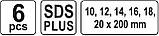Набір Свердл по Дереву Для Перфоратора SDS Plus Ø 10-20 мм L=230 мм 6 шт (3300), фото 5